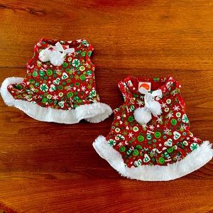 Faux Fur Trim Holiday Pet Dresses